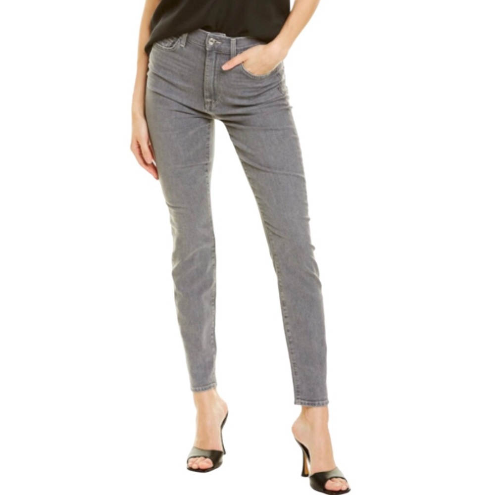 7 For All Mankind Women’s Mid-Rise B(air) Ankle Skinny Jeans, Gray Size 26
